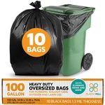 Plasticmill 100 Gallon Garbage Bags: Black, 1.3 Mil, 67X79, Bags.. Fixed Price $37.62.