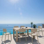 Loft Outdoor Dining Set With 6 Arm Chairs And 55 Inch Extension Table Taupe. Fixed Price $1342.00.