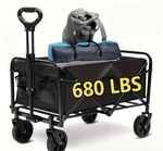 Heavy Duty 4-WHEEL Garden Utility Wagon Cart, All Terrain, Black, 680 Lb. Fixed Price $54.90.