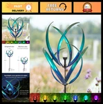 82 Inch Outdoor Metal Wind Spinner With Solar Light Peacock Blue. Fixed Price $186.99.