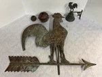 Vtg Good Directions Rooster Copper Weathervane W/arrow Finial & Balls Patina 22". Fixed Price $175.00.