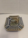 Irish Porcelain Ash Tray W/ Horse Carrige Jaunting - Green Vintage. Fixed Price $12.00.