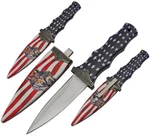 Wolf Boot Knife 3.5" Double Edge Stainless Blade Blue/stars Synthetic Handle. Fixed Price $15.09.
