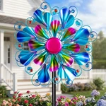 60'' Wind Spinner With Color Glass Ball Solar Lights, Blue Peacock Feathers M.... Fixed Price $62.05.