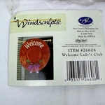 Windsculpts Kathy Hatch Welcome Lady's Red Club Garden/yard FLAG--25" Round. Fixed Price $9.99.