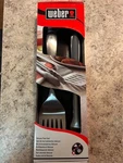 New Weber Deluxe Stainless Steel Black/silver Grill Tool Set 2 Pc, #6707. Fixed Price $25.00.