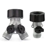 Zinc 2 Way Hose Splitter Connector And Shut-off Valve Set. Fixed Price $24.09.