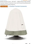 New Fountain Cover 40 X50 ) 600D Oxford Cloth Garden Statue. Fixed Price $25.00.