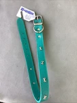 Mirage Pet Prodicts Leather Dog Collar Turquoise W/silvery Bones 26 Inches. Fixed Price $7.99.