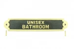 Solid Brass Sign Unisex Bathroom 2 1/8 10 3/4 W. Fixed Price $44.99.