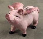 Pink Flying Cast Iron Miniature Still Bank Statue Paperweight Piggy. Fixed Price $17.99.