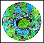 Peacock Art Glass Plate Hand Painted Home Decor 8". Fixed Price $29.95.