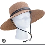 Sloggers Tan Sun Hat With Black Lanyard. Fixed Price $20.00.