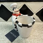 Mckenzie Childs Inspired Checkered Chef Utensil Holder Herb Pot Christmas Gift. Fixed Price $22.00.