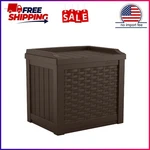 Suncast Outdoor 22 Gallon Resin And Wicker Deck Box, Java Brown. Fixed Price $51.25.