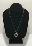 Sterling Silver Blue Fire Opal Palm Trees Island Heart Pendant Necklace 18". Fixed Price $29.95.