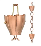 Good Directions Polished Copper Crocus Rain Chain With Gutter Clip. Fixed Price $79.00.