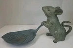 Spi Home Mouse & Leaf Bird Feeder 8 Tall 17" Long Cast Iron Garden Patio Decor. Fixed Price $189.99.