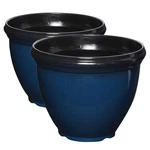 Southern Patio Heritage Outdoor Round Glossy Resin Planter, Monaco Blue (2 Pack). Fixed Price $36.99.