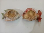 Pair Fish Tea Light Candle Holders Ceramic Glazed Finish 3-4" Length Beach/tiki. Fixed Price $10.00.