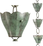 8.5FT Tulip Rain Chain With 13 Large Cups - 100% Pure Blue Verde Copper. Fixed Price $209.99.