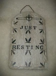 Halloween Decor Tombstone Just Resting Slate Vintage Cemetery Sign Prop. Fixed Price $19.99.