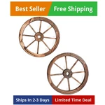 Decorative Vintage Wood Garden Wagon Wheel With Steel Rim - 13.7" Diameter .... Fixed Price $80.87.