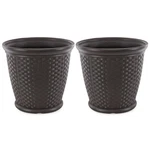 Suncast Sonora 22 Inch Resin Wicker Decorative Garden Planter, Java (2 Pack). Fixed Price $109.98.