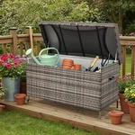 Outdoor Wicker Deck Box 240 Gallon Storage Container With Wheels & Handles Patio. Fixed Price $169.99.