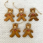 Vintage Midwest Japan Set 5 Wood Rope Bow Heart Out Cute Bear Ornaments. Fixed Price $31.50.