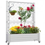 Planter Box 43.3X17.7X61IN Raised Garden Bed Trellis Wheels Drain White Yitahome. Fixed Price $154.99.