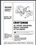 Sears Craftsman Inch Snow Blower Tractor Attachment 842.240511 Pages. Fixed Price $16.95.