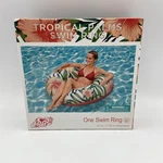 Bestway H2O Go Tropical Palms Pool Swim Ring Large 47" Green Red Hibiscus 12+. Fixed Price $19.54.