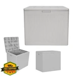 Suncast 22-GAL Resin Patio Deck Box French Gray Reeded Design Storage Bench. Fixed Price $182.99.