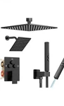 Shower Faucet Set Matte Black System,push Button Diverter 10"+6". Fixed Price $225.00.