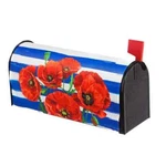 **open Box** Poppies And Stripes Evergreen Mailbox Cover 56608. Fixed Price $9.86.