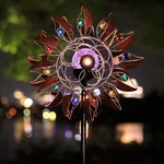 Solar Spiral Bronze Kinetic Double Wind Spinner Garden Stake Metal Yard Art 75". Fixed Price $32.99.