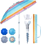 Heavy Duty High Wind Beach Umbrella With Sand Anchor & Carry Bag. Fixed Price $77.79.