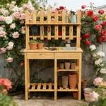 Outdoor Garden Potting Table With Drawer,solid Wood Work Benches. Fixed Price $129.99.