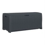 Suncast 73 Gallon Resin Wicker Outdoor Patio Storage Deck Box, Cyberspace. Fixed Price $166.99.