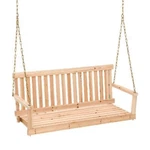 Wooden Porch Swing 4FT Natural Patio Outdoor Yard Garden Bench Hanging New. Fixed Price $124.60.