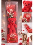 Mini Teddy Bear Gift Box With Plush & Artificial Roses For Valentine's Day. Fixed Price $8.95.