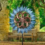 Large Outdoor Metal Wind Spinner 78 Inch Double Sided Yard Garden Art Sculpture. Fixed Price $95.40.