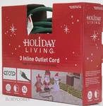 Holiday Living Green 25 Ft 3 Inline Outlet Extension Cord Nib. Fixed Price $29.99.