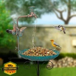 Dreamysoul 50" Solar Bird Bath Antique Bronze Faucet Metal Stake Garden. Fixed Price $40.99.