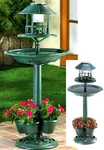 36 " Verdigris Solar Lighted Birdbath Planter & Garden Centerpiece ** Nib. Fixed Price $57.95.