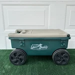 Ames 72978 Lawn Buddy Rolling 4 Wheeled Storage Cart W/flip Up Lid Seat Green. Fixed Price $57.93.