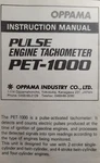Oppama Industry Co Ltd Pulse Engine Tachometer PET-1000 User Instruction Manual. Fixed Price $45.99.