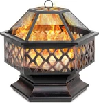 Outdoor Patio Steel Pit - 24" Hex Shaped Backyard Fireplace Wood Burning. Fixed Price $119.99.