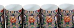 5 Chai Tea Latte Cups Imari Export Black Ship Old Village Pattern 0011010. Fixed Price $300.00.